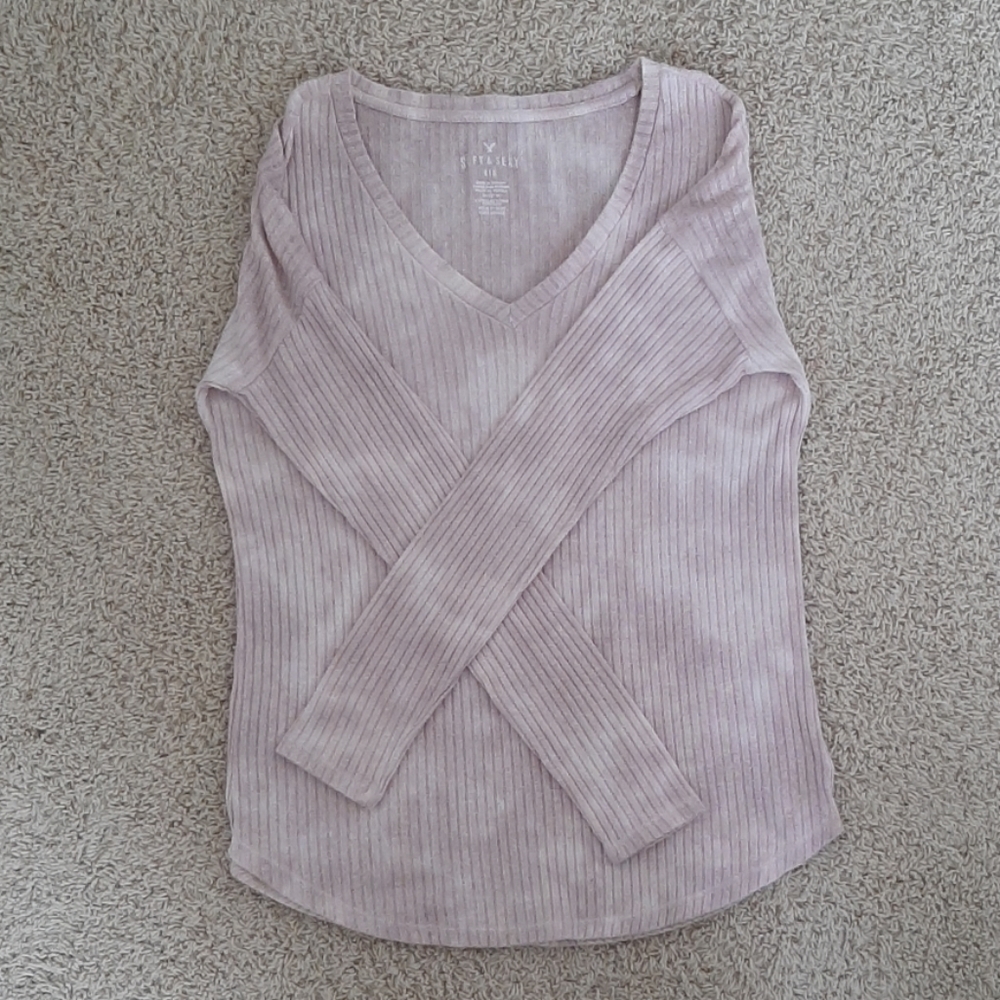 Pink/white dyed long sleeved top